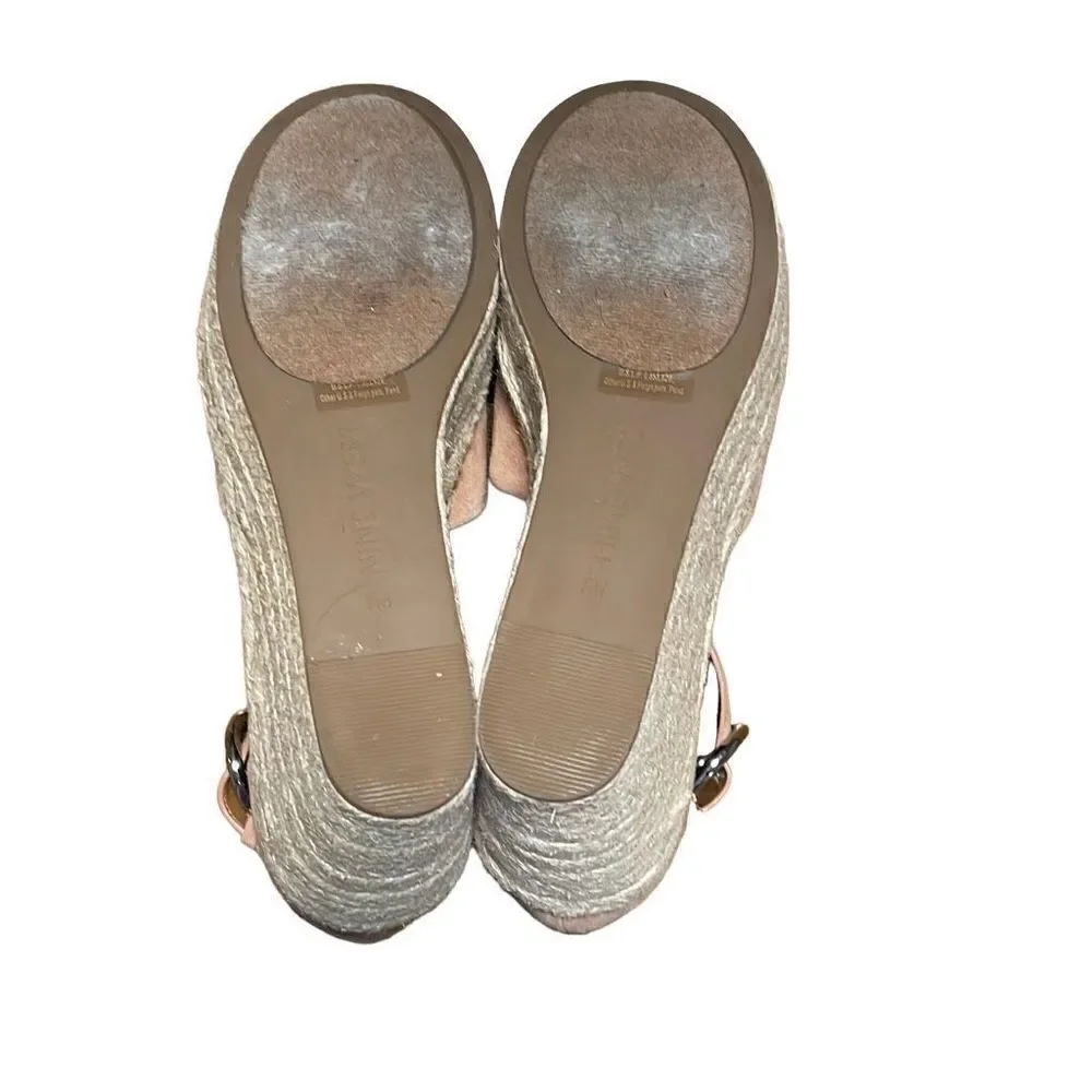 Nine West tan platform wedge sandals 4” heel and 1 1/2 “ platform in front 7 M